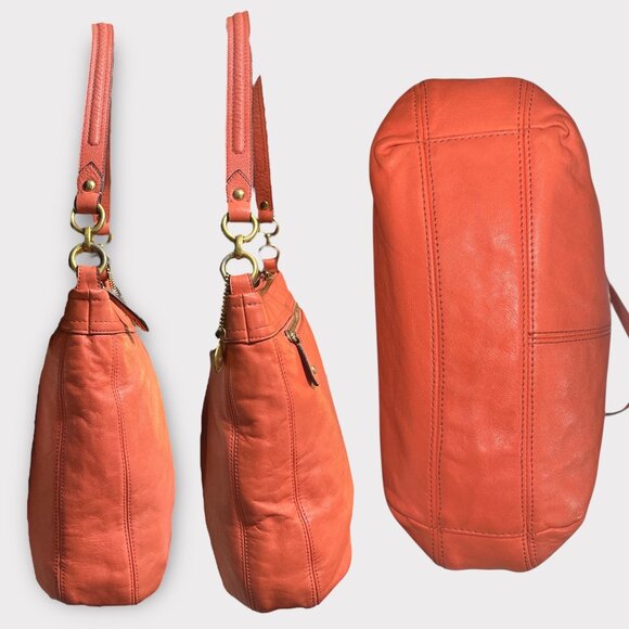 Coach Ashley Leather Hobo F20114 Coral Leather Brass Convertible Shoulder Bag - Picture 6 of 8